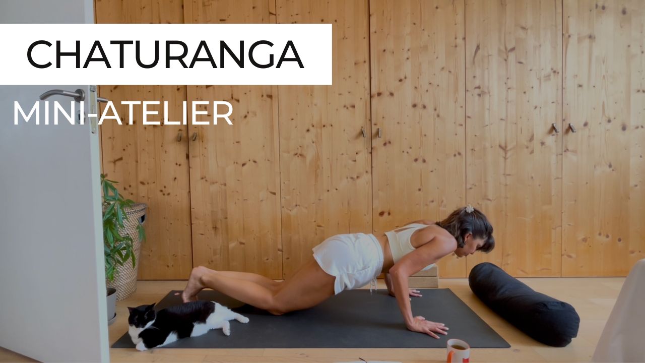 Posture de chaturanga dandasana (planche basse), explorée en atelier technique