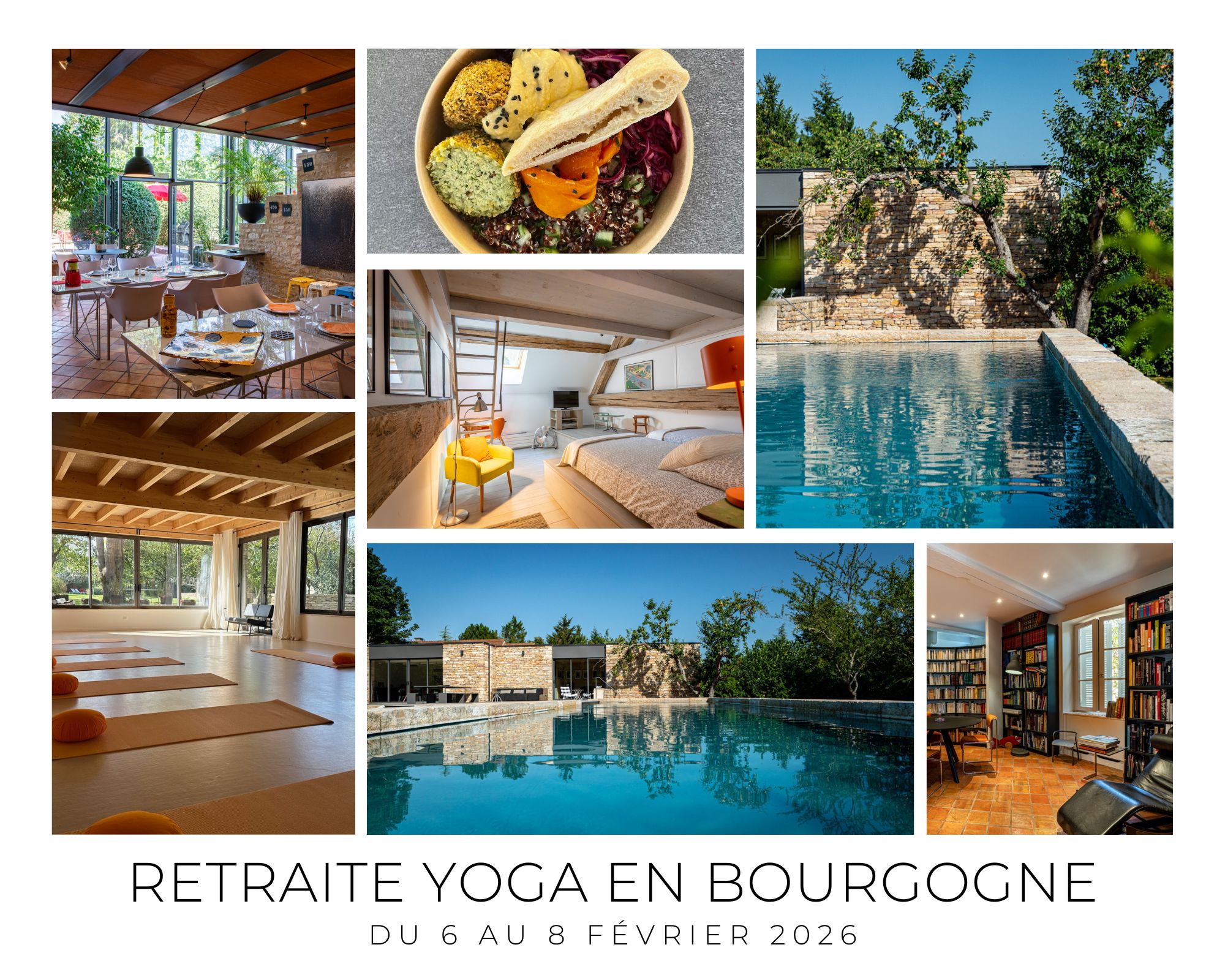 Groupe en retraite de yoga en Bourgogne en février 2026, ambiance cocooning et chaleureuse